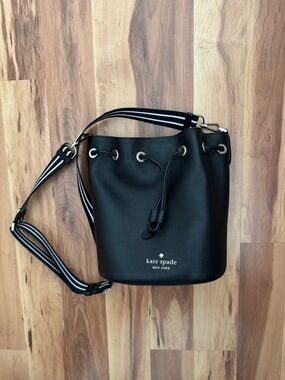Kate Spade Black Leather Bucket Bag